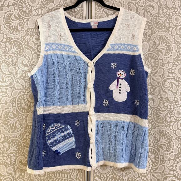 Christmas Snowman Vintage Sweater Vest XXL - Picture 1 of 4